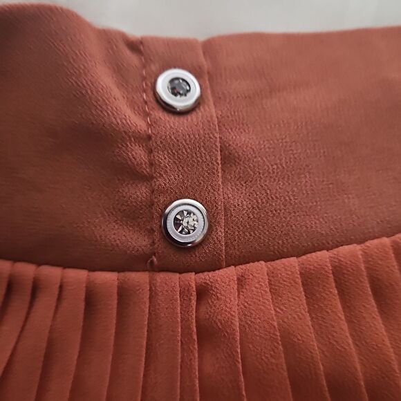 Women's Chiffon Pleated Wide-Leg Palazzo Capri Pants Peach - Picture 12 of 16